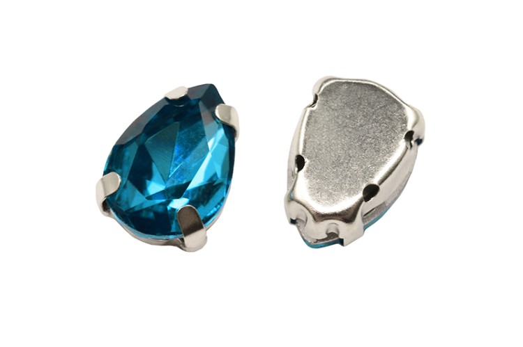 Кристалл Капля 10х7мм пришивной в оправе, цвет бирюзовый, стекло, 43-122, 2шт Кристалл Капля 10х7мм пришивной в оправе, цвет бирюзовый, стекло, 43-122, 2шт