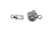 Замок-защелка Цветок 16х10х7мм, отверстие 1,5мм, цвет платина, латунь, 06-015, 1шт