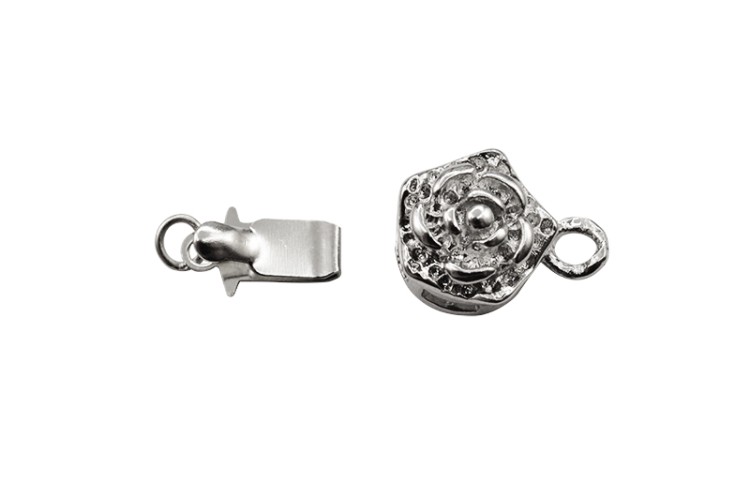 Замок-защелка Цветок 16х10х7мм, отверстие 1,5мм, цвет платина, латунь, 06-015, 1шт Замок-защелка Цветок 16х10х7мм, отверстие 1,5мм, цвет платина, латунь, 06-015, 1шт