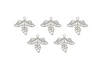 Подвеска Листья ажурные 26х23мм, отверстие 2мм, цвет платина, медь, 22-089, 5шт