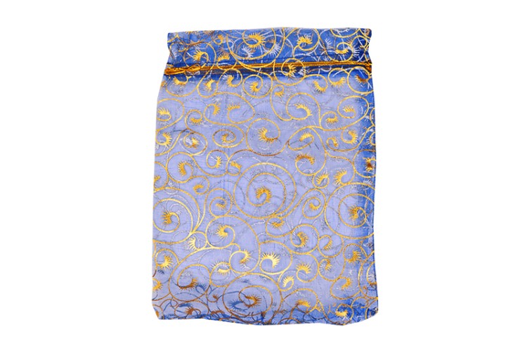 Сумочка из органзы подарочная 16х21см, цвет синий с рисунком, 36-016, 1шт Сумочка из органзы подарочная 16х21см, цвет синий с рисунком, 36-016, 1шт