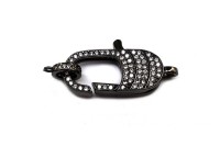 Замок-карабин 34х15х7мм, отверстие 1,5мм, цвет черный, латунь/цирконий, 07-123, 1шт