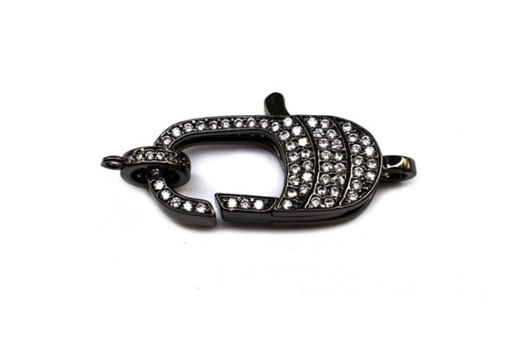 Замок-карабин 34х15х7мм, отверстие 1,5мм, цвет черный, латунь/цирконий, 07-123, 1шт Замок-карабин 34х15х7мм, отверстие 1,5мм, цвет черный, латунь/цирконий, 07-123, 1шт